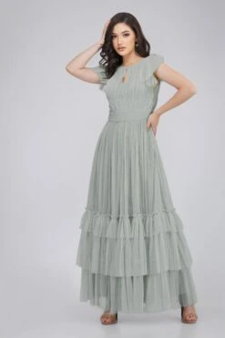 Diva Tulle Maxi Dress In Dark Sage 5 Diva Tulle Maxi Dress In Dark Sage -Laceand Beads DivaMaxi DarkSage
