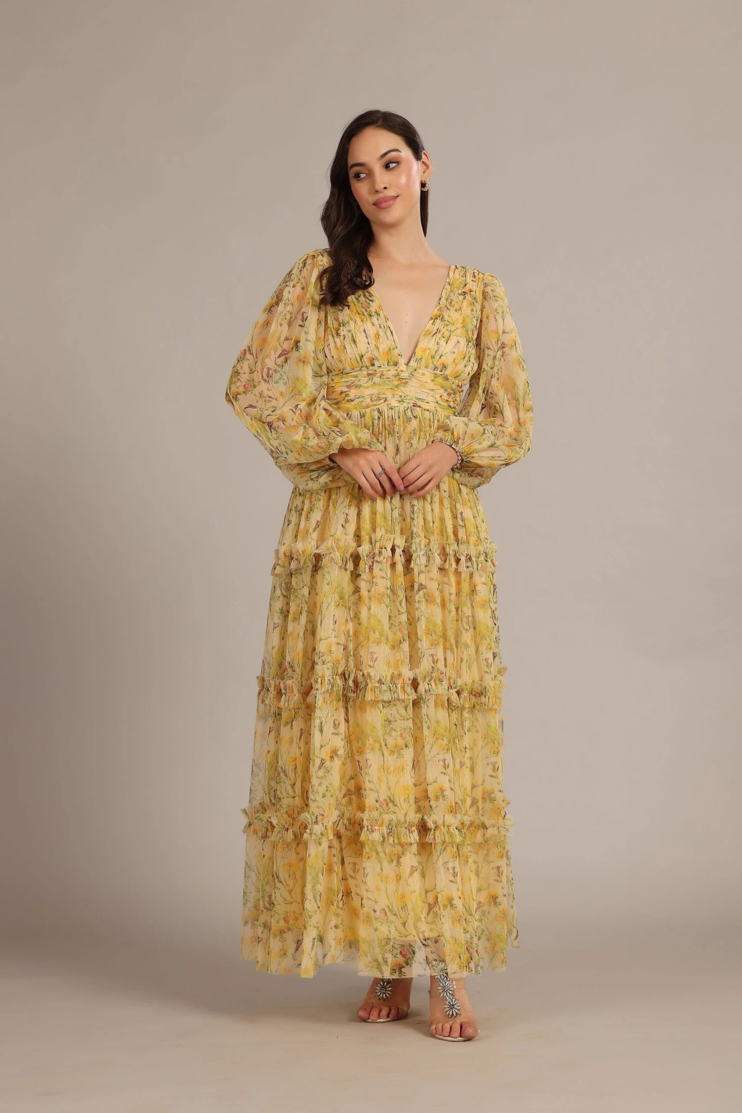Lydia Maxi Dress In Yellow Floral 1 Lydia Maxi Dress In Yellow Floral