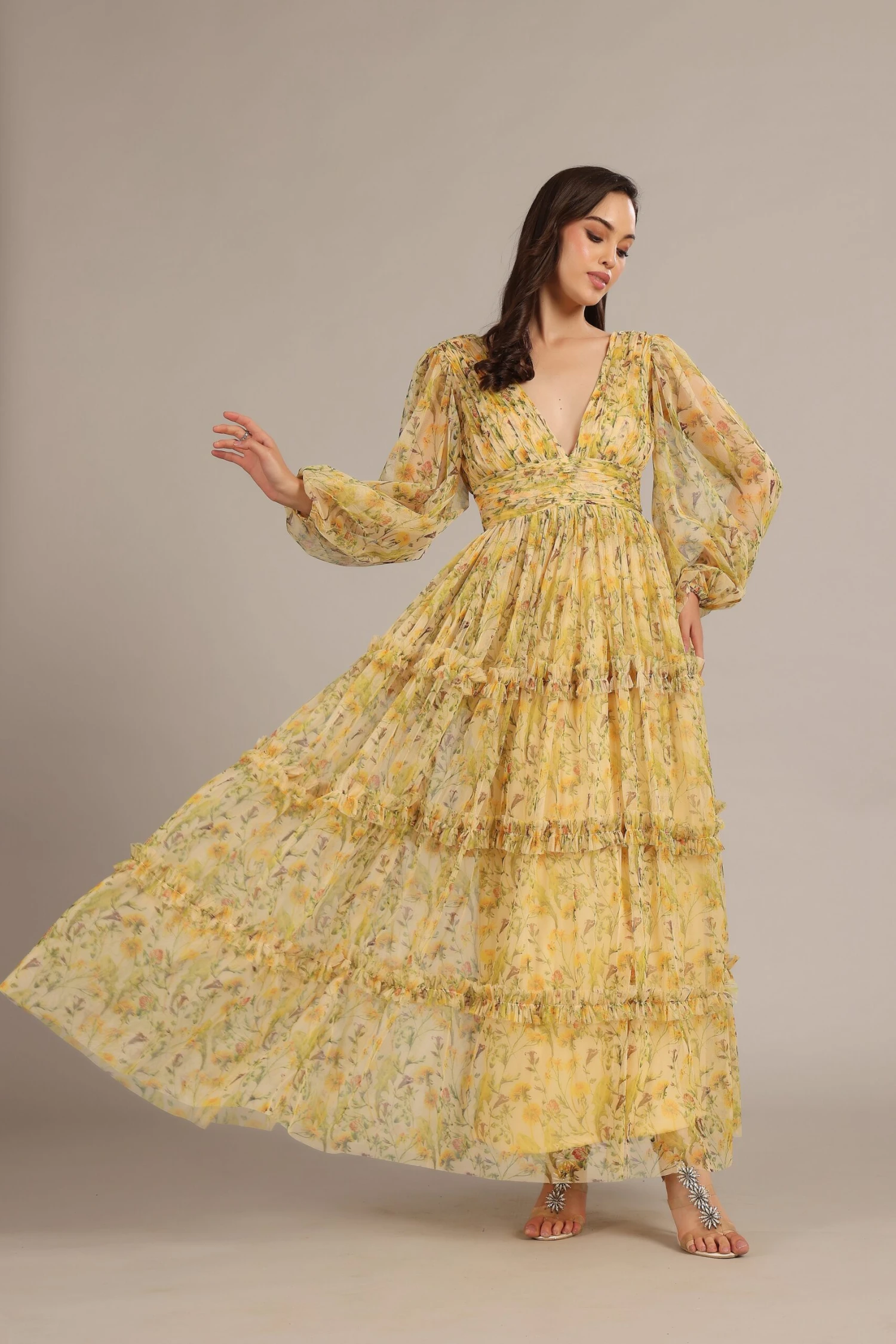 Lydia Maxi Dress In Yellow Floral 3 Lydia Maxi Dress In Yellow Floral - Image 3