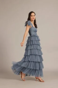 Ophelia Dusty Blue Maxi Dress With Tie Detail -Laceand Beads EDITOpheliaMaxiinDustyBlue 5