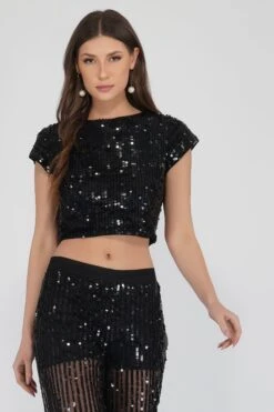 Elaine Black Sequin Top 27 Elaine Black Sequin Top -Laceand Beads Elaine Raine 1
