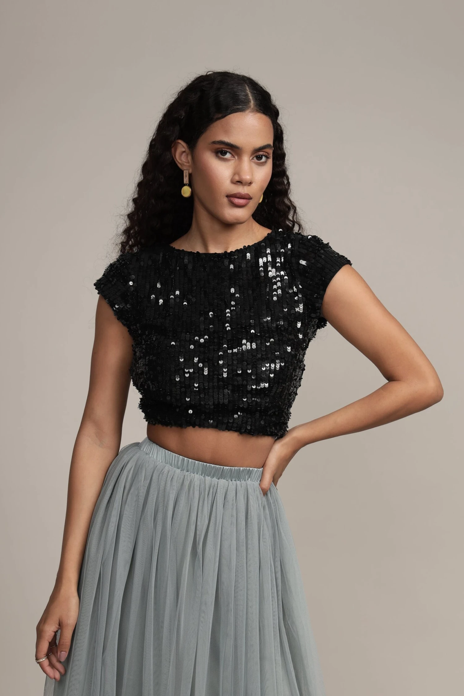 Elaine Black Sequin Top 1 Elaine Black Sequin Top