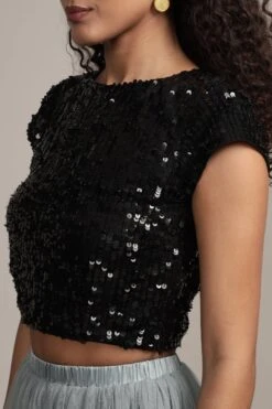 Elaine Black Sequin Top 26 Elaine Black Sequin Top -Laceand Beads Elaine Top in Black 9