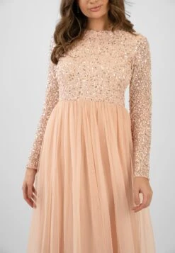 Belle Blush Pink Long Sleeve Bridesmaid Dress 21 Belle Blush Pink Long Sleeve Bridesmaid Dress -Laceand Beads ElleBlushPink 3