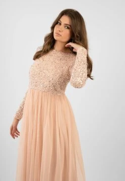 Belle Blush Pink Long Sleeve Bridesmaid Dress 22 Belle Blush Pink Long Sleeve Bridesmaid Dress -Laceand Beads ElleBlushPink 4