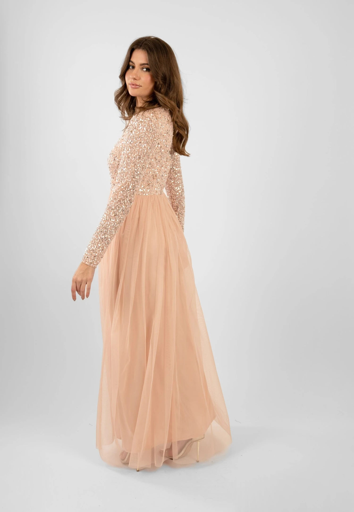 Belle Blush Pink Long Sleeve Bridesmaid Dress 12 Belle Blush Pink Long Sleeve Bridesmaid Dress - Image 12