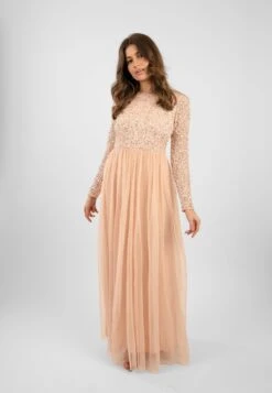 Belle Blush Pink Long Sleeve Bridesmaid Dress 25 Belle Blush Pink Long Sleeve Bridesmaid Dress -Laceand Beads ElleBlushPink 7