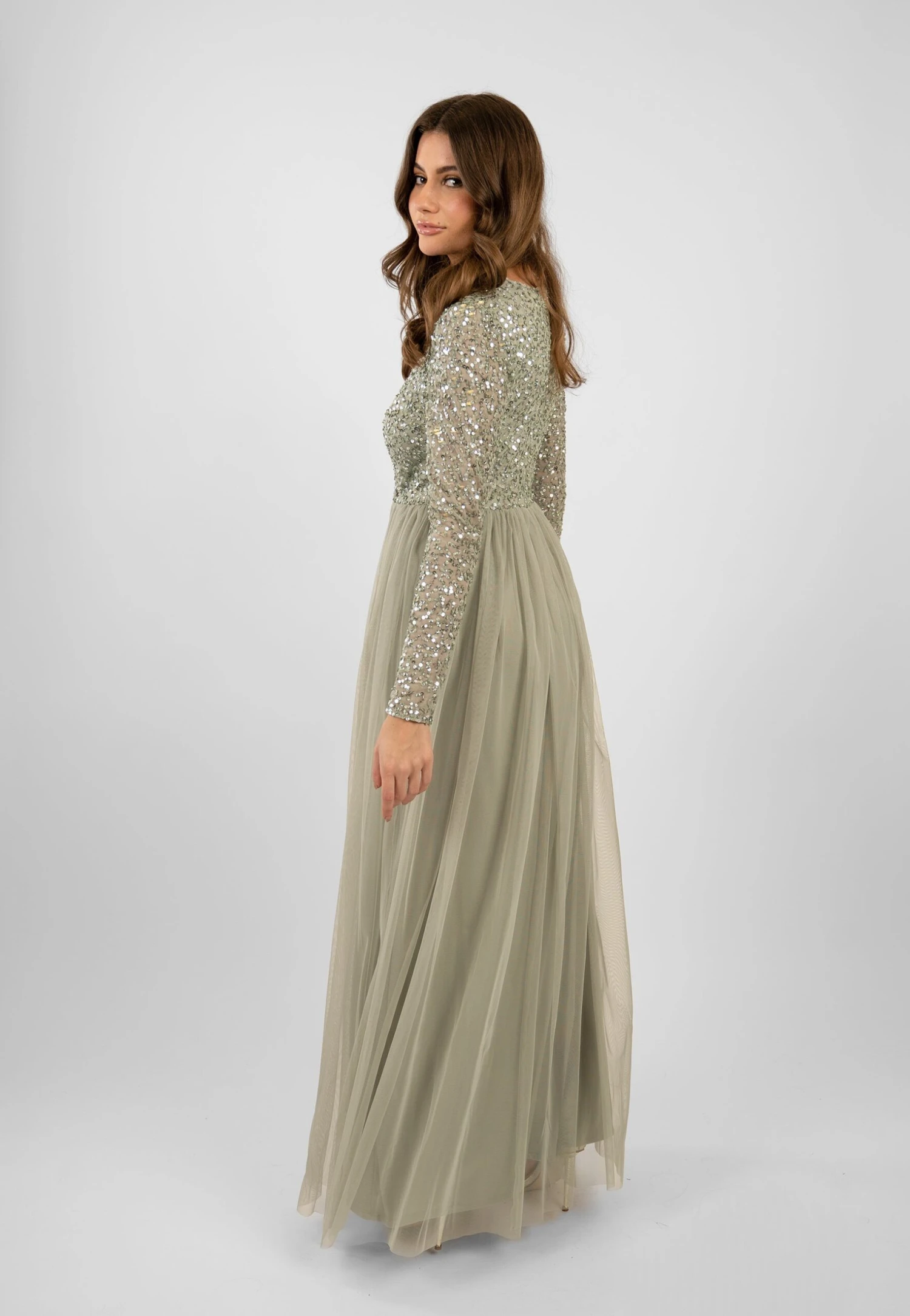 Belle Sage Green Long Sleeve Bridesmaid Dress 10 Belle Sage Green Long Sleeve Bridesmaid Dress - Image 10
