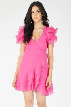 Fairy Flutter Sleeve Mini Dress In Pink 11 Fairy Flutter Sleeve Mini Dress In Pink -Laceand Beads Fairy 13