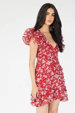 Fairy Printed Red Mini Dress -Laceand Beads Fairy 15