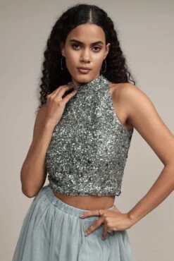 Gui Picasso Teal Sequin Top