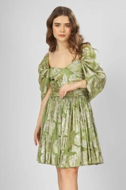 Sydney Metallic Printed Mini Dress In Olive Green 11 Sydney Metallic Printed Mini Dress In Olive Green -Laceand Beads IMG 0920c