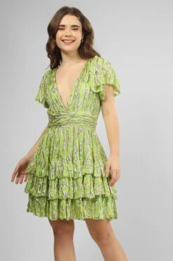 Madison Green Metallic Printed Mini Dress -Laceand Beads IMG 1008c