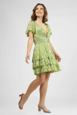 Madison Green Metallic Printed Mini Dress -Laceand Beads IMG 1018c