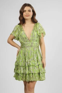 Madison Green Metallic Printed Mini Dress -Laceand Beads IMG 1031c