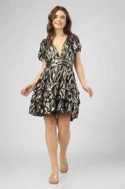 Madison Black Metallic Printed Mini Dress -Laceand Beads IMG 1045c