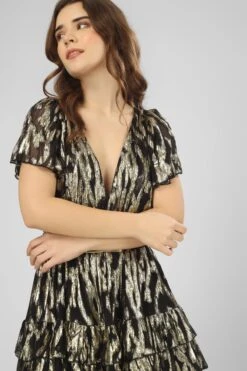 Madison Black Metallic Printed Mini Dress -Laceand Beads IMG 1056c