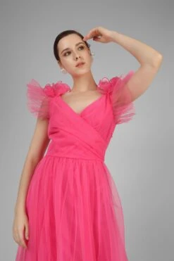 Nova Pink Tulle Corsage Maxi Dress -Laceand Beads IMG 5382