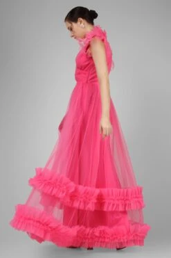 Nova Pink Tulle Corsage Maxi Dress -Laceand Beads IMG 5384
