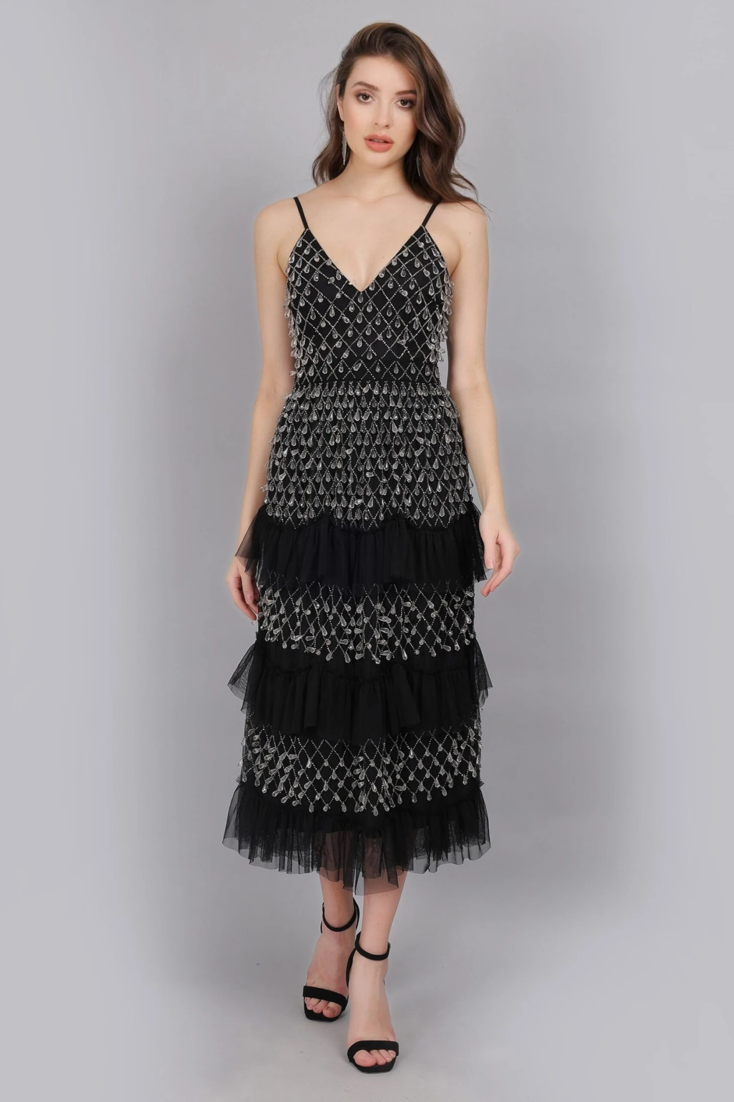 Pearl Drop Midaxi Dress In Black 1 Pearl Drop Midaxi Dress In Black