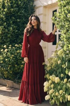 Violetta Maxi Dress In Burgundy