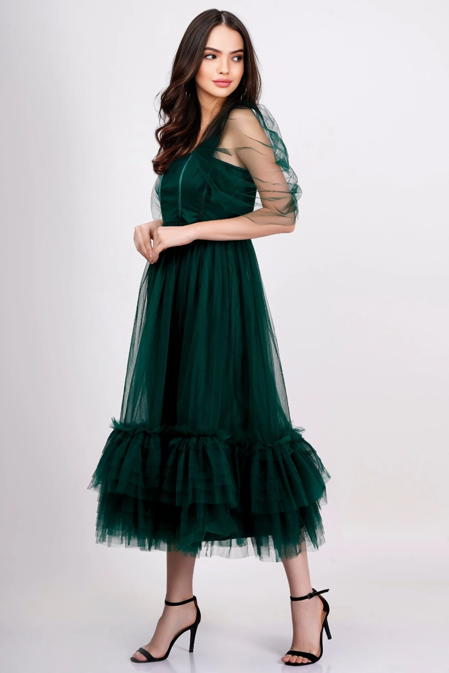 Jayne Emerald Green Tulle Midi Dress 1 Jayne Emerald Green Tulle Midi Dress