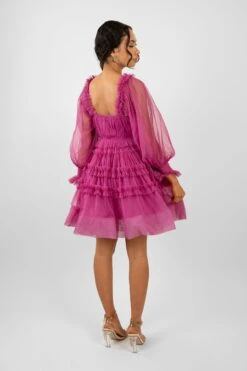 Jessica Tulle Smock Mini Dress In Vivid Purple -Laceand Beads JessicaVividPurple 6