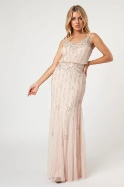 Keeva Nude Blush Bridesmaid Dress 15 Keeva Nude Blush Bridesmaid Dress -Laceand Beads KeevaBlushBridesmaidMaxi 5