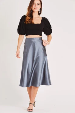 Sophie Grey Satin Skirt 9 Sophie Grey Satin Skirt -Laceand Beads LACE BEADS 2127