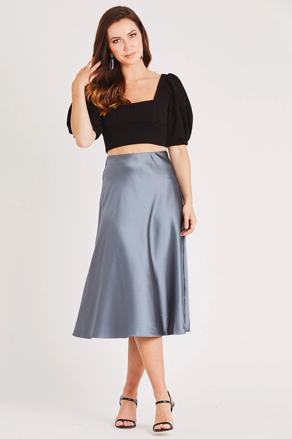 Sophie Grey Satin Skirt 5 Sophie Grey Satin Skirt - Image 5