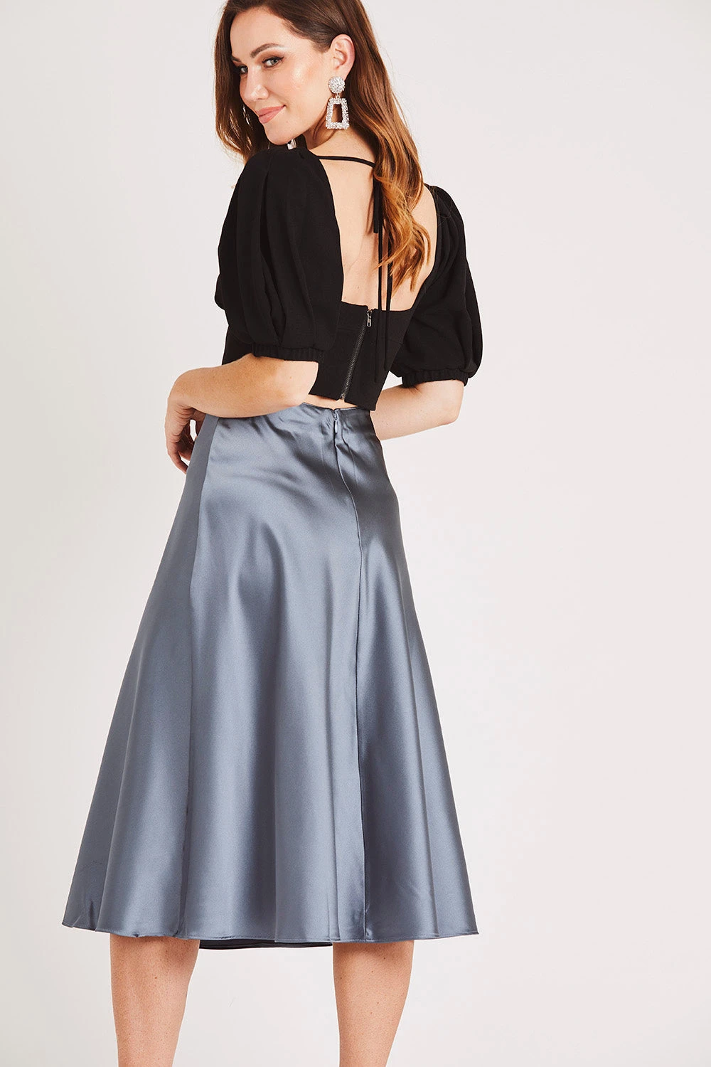 Sophie Grey Satin Skirt 6 Sophie Grey Satin Skirt - Image 6