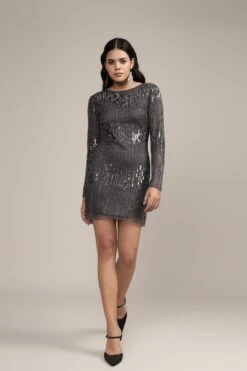 Neva Embellished Mini Dress In Grey 10 Neva Embellished Mini Dress In Grey -Laceand Beads LB 1111202434 1