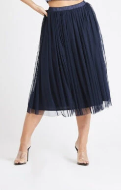 Val Tulle Midi Skirt In Navy -Laceand Beads LNB1003NVY 1