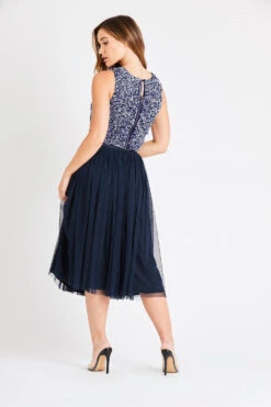 Val Tulle Midi Skirt In Navy -Laceand Beads LNB1003NVY 4