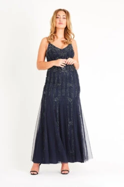 Keeva Navy Bridesmaid Maxi Dress 12 Keeva Navy Bridesmaid Maxi Dress -Laceand Beads LNB3267NVY 2