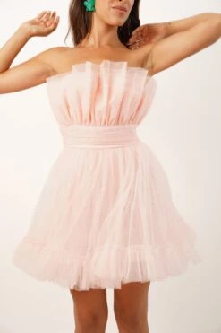 Nanita Tulle Mini Dress In Blush Pink 9 Nanita Tulle Mini Dress In Blush Pink -Laceand Beads L B1454