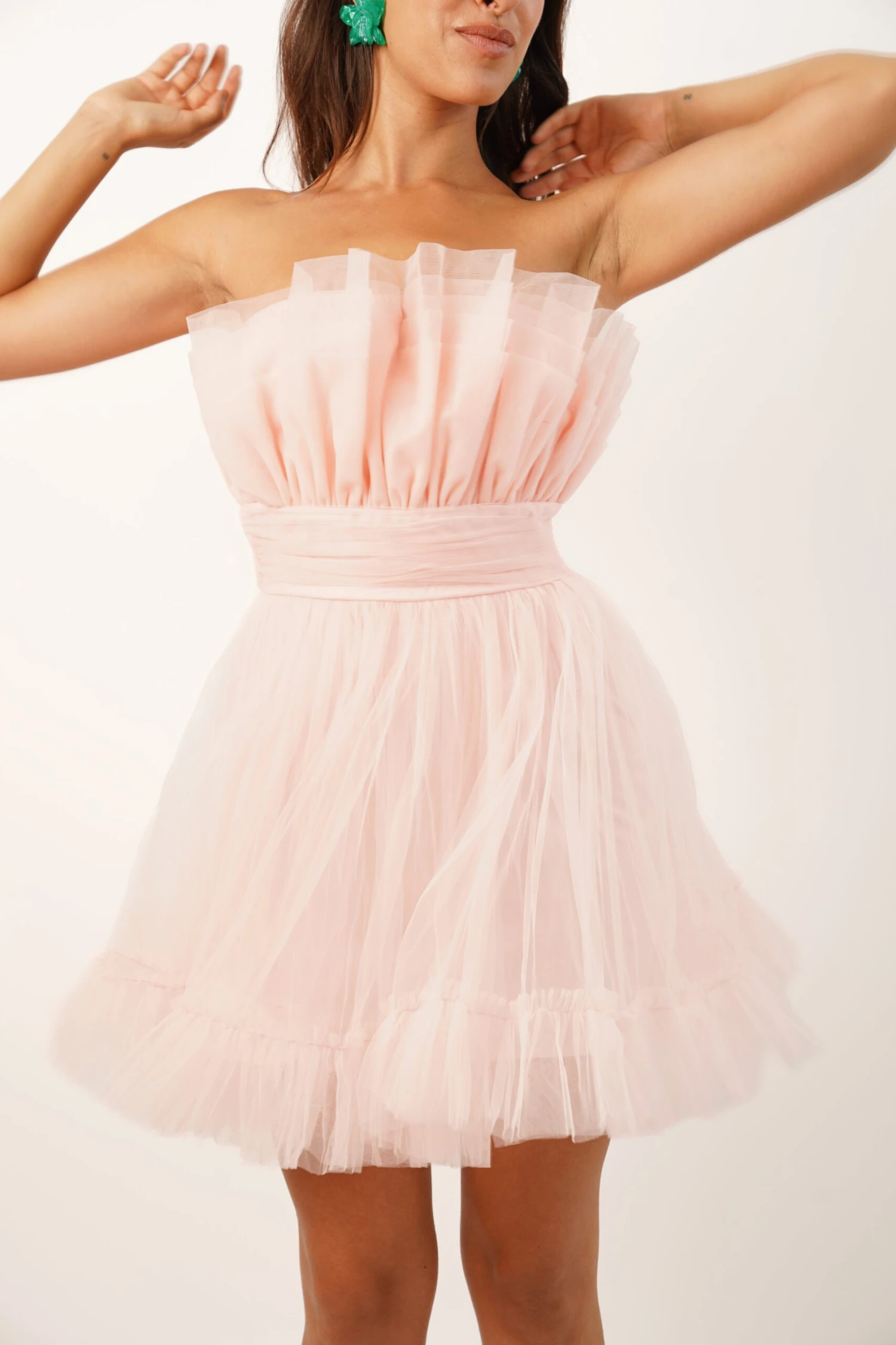 Nanita Tulle Mini Dress In Blush Pink 5 Nanita Tulle Mini Dress In Blush Pink - Image 5