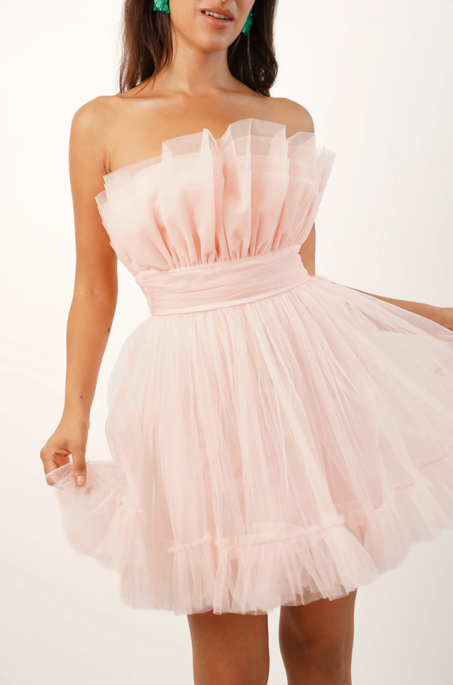 Nanita Tulle Mini Dress In Blush Pink 1 Nanita Tulle Mini Dress In Blush Pink