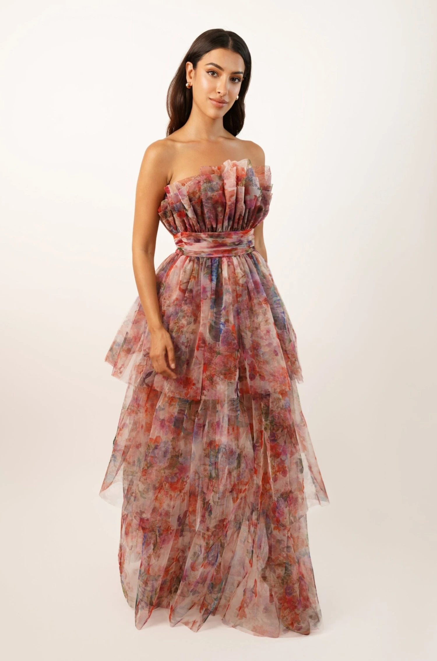 Natalia Tulle Maxi Dress In Mixed Floral 2 Natalia Tulle Maxi Dress In Mixed Floral - Image 2