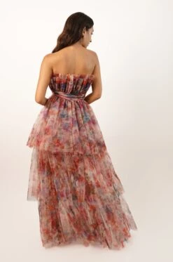Natalia Tulle Maxi Dress In Mixed Floral 6 Natalia Tulle Maxi Dress In Mixed Floral -Laceand Beads L B1561