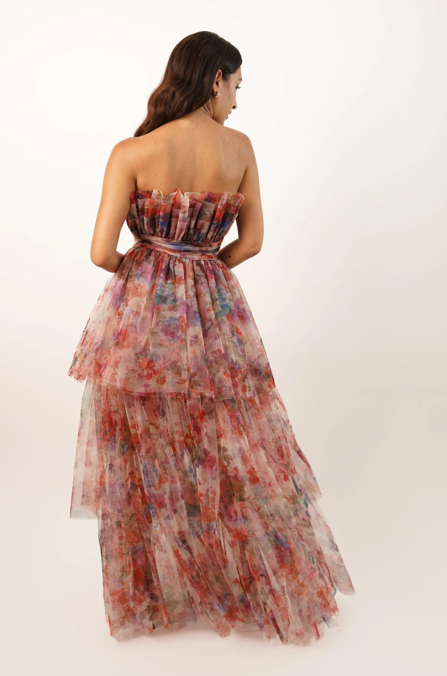 Natalia Tulle Maxi Dress In Mixed Floral 3 Natalia Tulle Maxi Dress In Mixed Floral - Image 3
