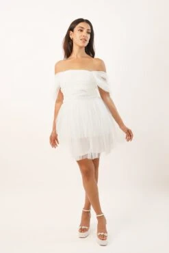 Sydney Double Layered Ivory Tulle Mini Dress 7 Sydney Double Layered Ivory Tulle Mini Dress -Laceand Beads L B36693