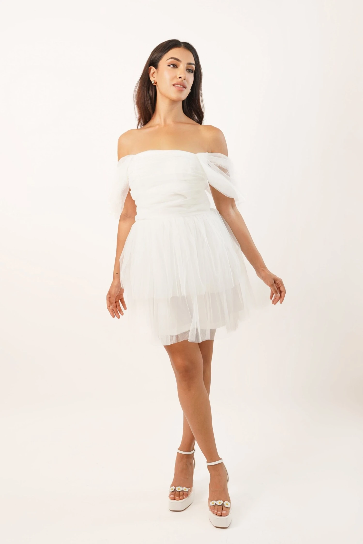 Sydney Double Layered Ivory Tulle Mini Dress 4 Sydney Double Layered Ivory Tulle Mini Dress - Image 4