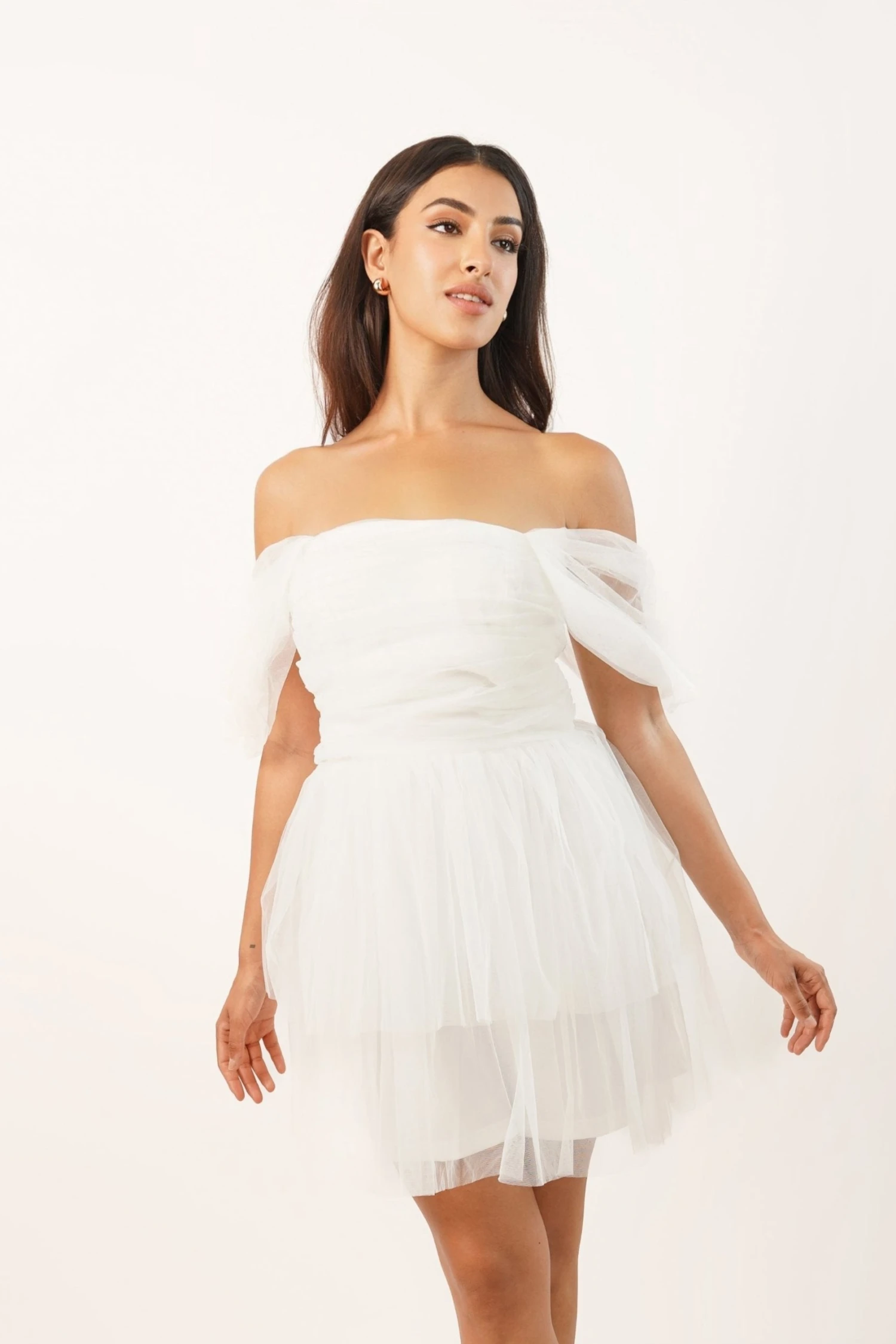 Sydney Double Layered Ivory Tulle Mini Dress 1 Sydney Double Layered Ivory Tulle Mini Dress