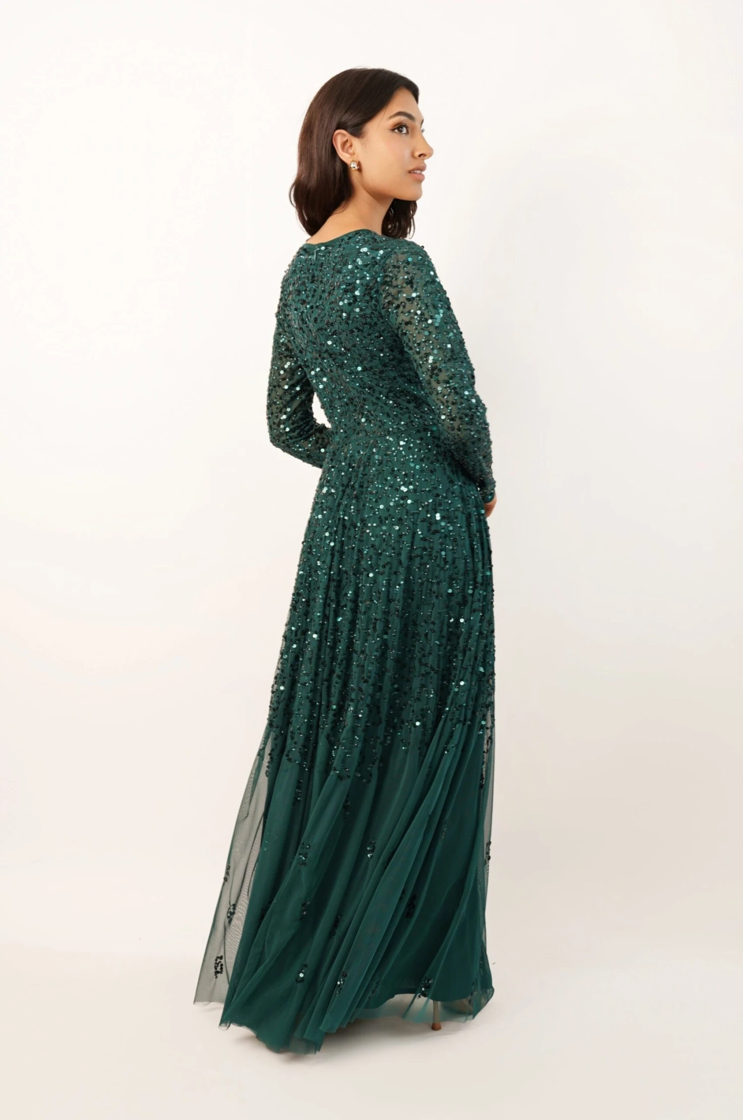 Sila Long Sleeve Embellished Maxi Dress In Emerald Green 8 Sila Long Sleeve Embellished Maxi Dress In Emerald Green - Image 8