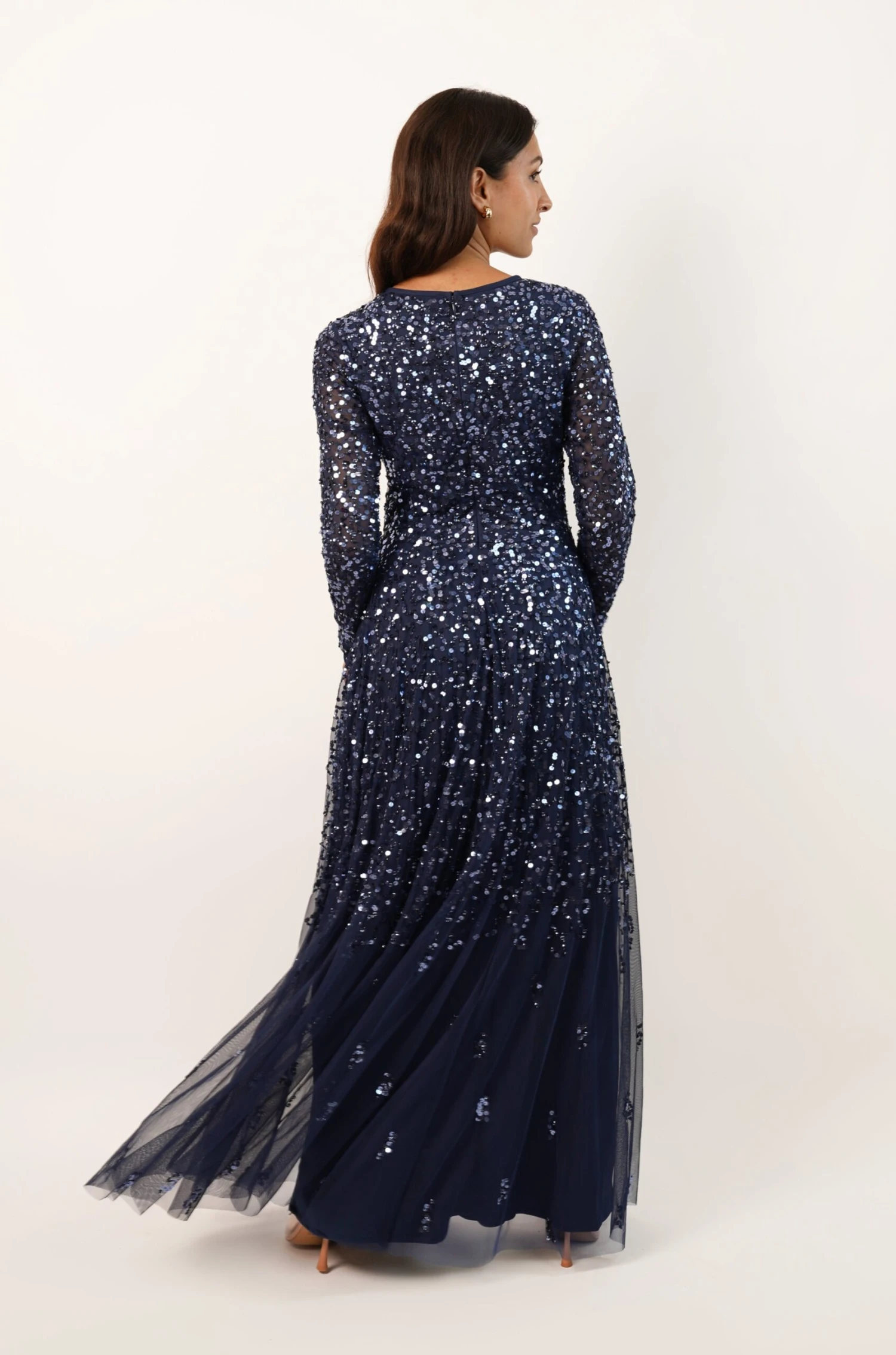 Sila Long Sleeve Embellished Maxi Dress In Dark Blue 2 Sila Long Sleeve Embellished Maxi Dress In Dark Blue - Image 2
