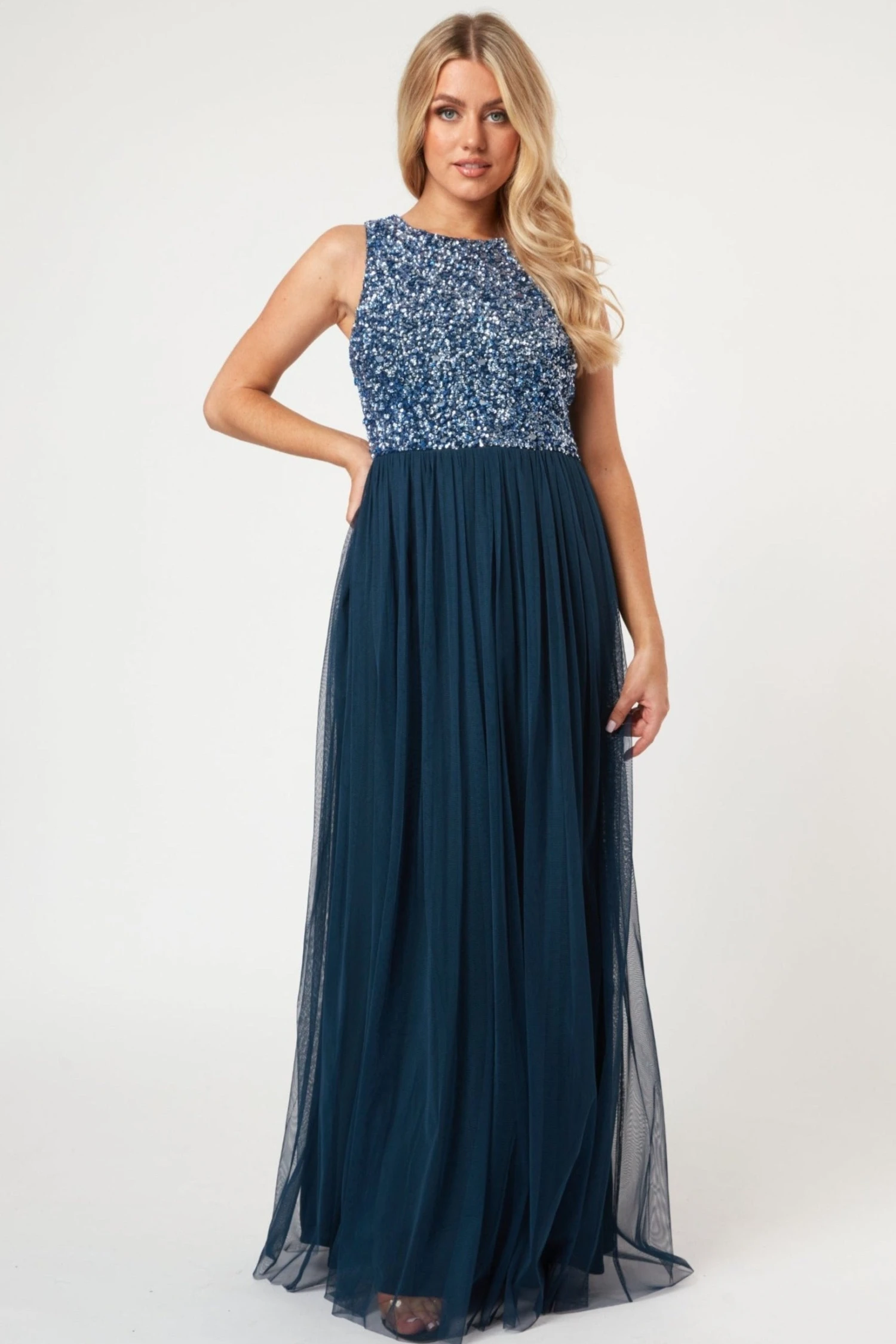 Picasso Navy Blue Bridesmaid Maxi Dress 2 Picasso Navy Blue Bridesmaid Maxi Dress - Image 2