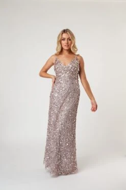 Betty Beaded Champagne Maxi Dress -Laceand Beads LaceandBeads625