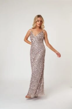 Betty Beaded Champagne Maxi Dress -Laceand Beads LaceandBeads630