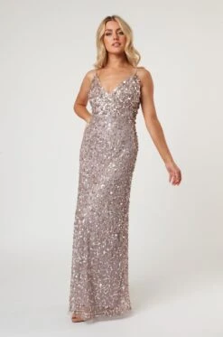 Betty Beaded Champagne Maxi Dress -Laceand Beads LaceandBeads631